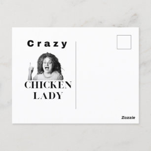 Crazy Chicken Dam. kycklingar, humor, roligt Vykort