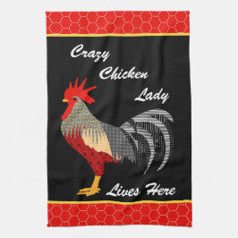 Crazy Chicken Dam l Memphis Stil Tupp Kökshandduk