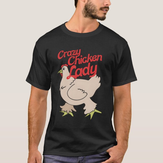Crazy Chicken Dam Långärmad Tshirt Chicken Kärlek T Shirt (Framsida)