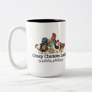 Crazy Chicken Dam   Livet är bättre med Chickens Två-Tonad Mugg