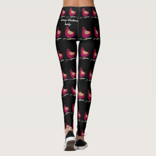 Crazy Chicken Dam Quote Rosa Black Mode Leggings