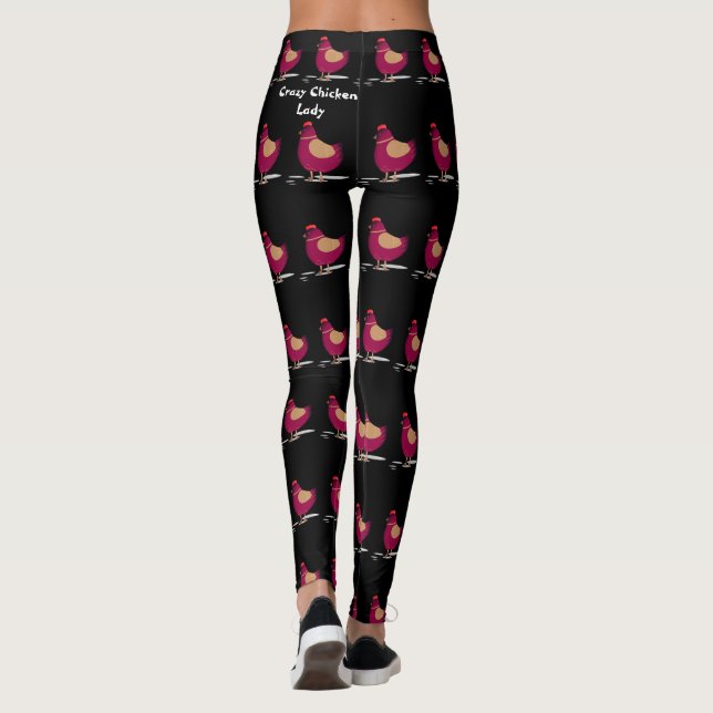 Crazy Chicken Dam Quote Rosa Black Mode Leggings (Baksida)