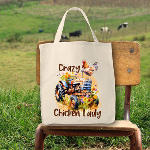 Crazy Chicken Dam Roligt Farmers Market Tygkasse