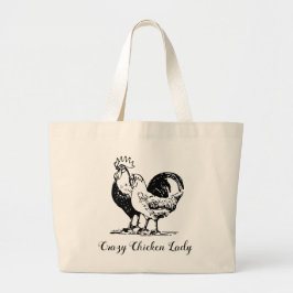Crazy Chicken Dam Tote Bag Jumbo Tygkasse