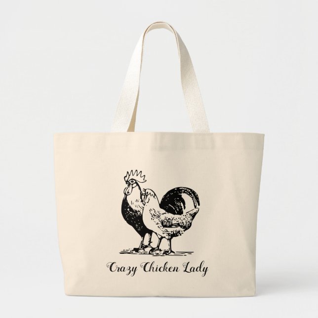 Crazy Chicken Dam Tote Bag Jumbo Tygkasse (Framsidan)
