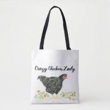 Crazy Chicken Dam Tote-väska, Chicken Tote