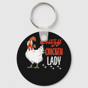 Crazy Chicken Dam Women Farming Farmer Nyckelring