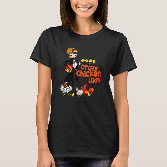 Crazy Chicken Dam Women T Shirt (Framsida)