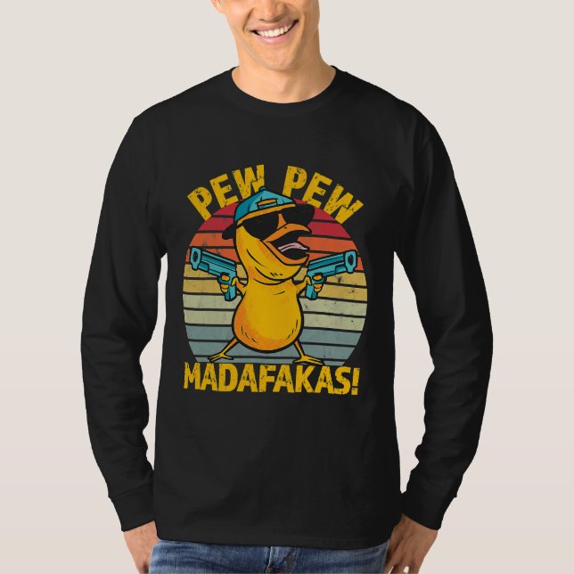 Crazy Chicken Gangster Pew Pew T Shirt (Framsida)
