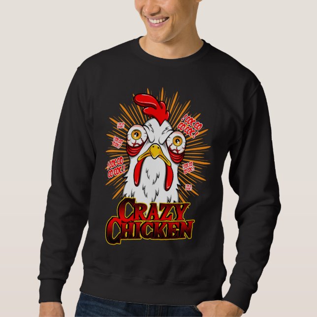Crazy Chicken   Lång Ärmad Tröja (Framsida)