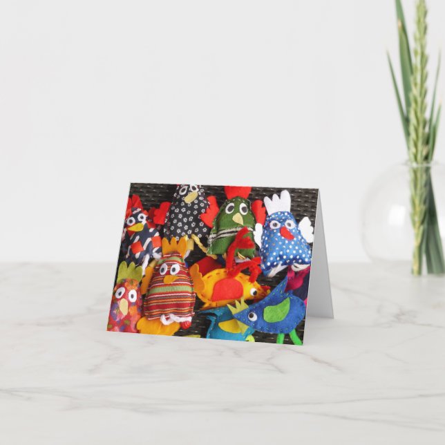 Crazy Chickens Finger Puppets Craft Notecards Kort (Framsida)