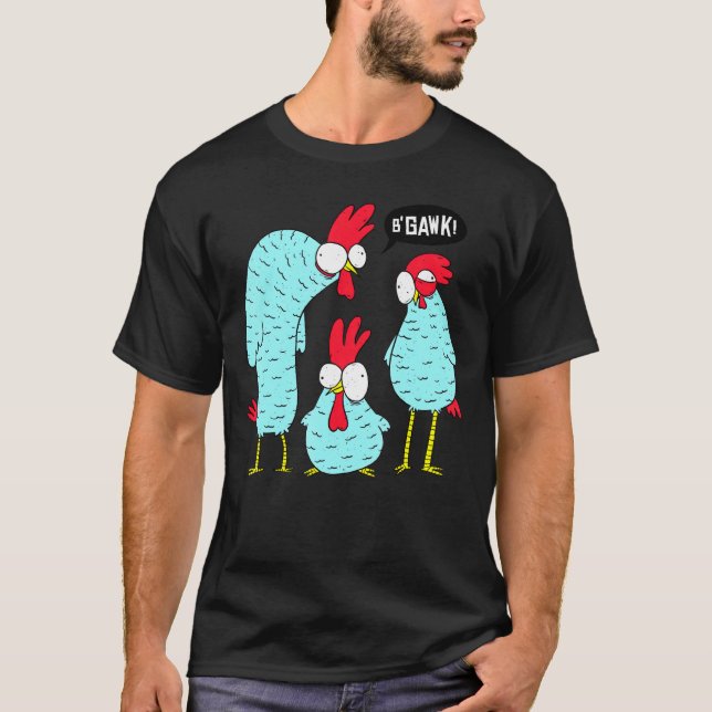 Crazy Chickens Three Chicken Farmer Graphic T Shirt (Framsida)