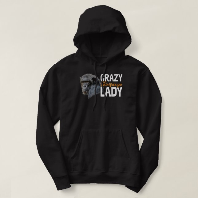 Crazy Chimpanzee Dam Art Monkey Chimp Ape Animal Hoodie (Design framsida)