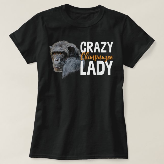 Crazy Chimpanzee Dam Art Monkey Chimp Ape Animal T Shirt (Design framsida)