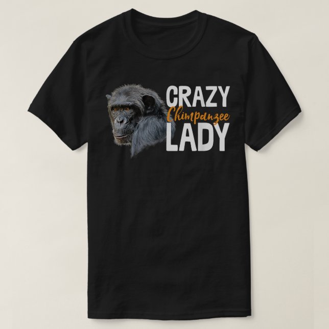 Crazy Chimpanzee Dam Art Monkey Chimp Ape Animal T Shirt (Design framsida)
