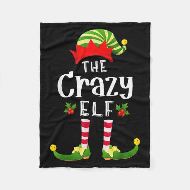 Crazy Christmas Elf Matching Pajama X-mas Party  Fleecefilt (Framsidan)