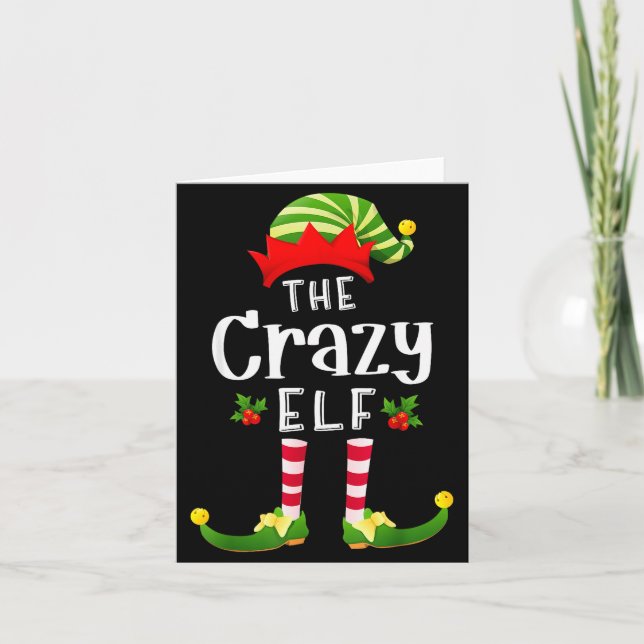 Crazy Christmas Elf Matching Pajama X-mas Party  Kort (Framsida)