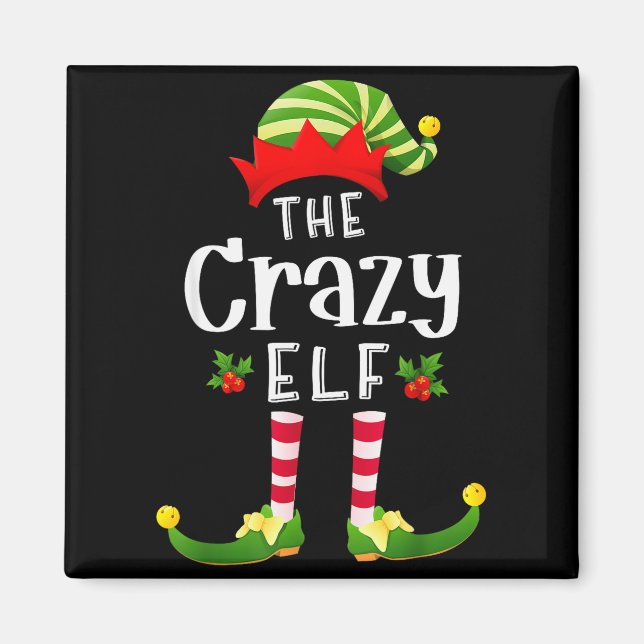 Crazy Christmas Elf Matching Pajama X-mas Party  Magnet (Framsidan)