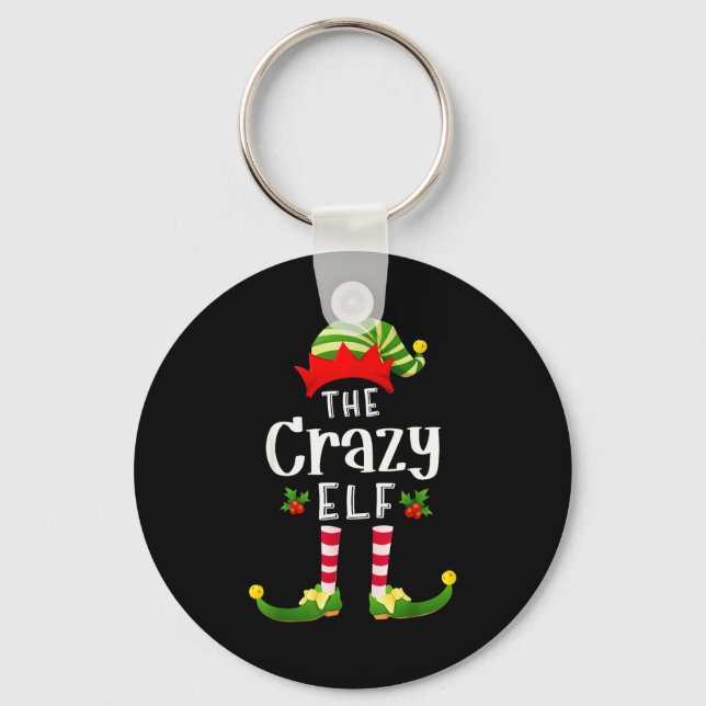 Crazy Christmas Elf Matching Pajama X-mas Party  Nyckelring (Framsida)