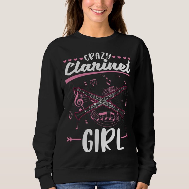 Crazy Clarinet Girl Clarinetist T Shirt (Framsida)