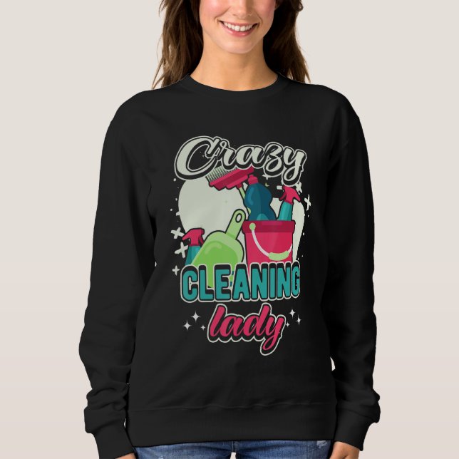 Crazy Cleaning Lady Housekeeping Charwoman House C T Shirt (Framsida)