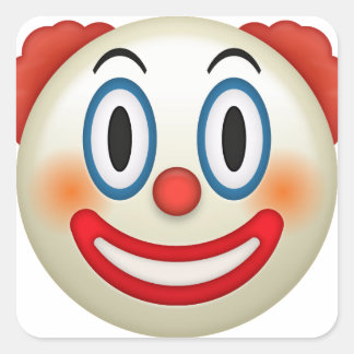 Crazy Clown Emoji Fyrkantigt Klistermärke