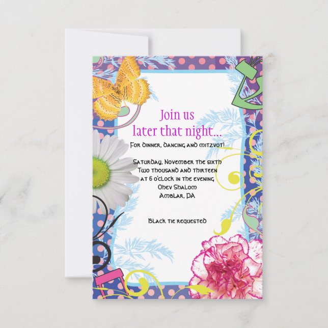 CRAZY COLLAGE Bat mitzvah Party Card Inbjudningar (Framsida)