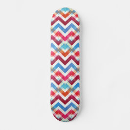 Crazy Colorful Chevron Rand Zig Zags Rosa Blue Skateboard Bräda 20 Cm