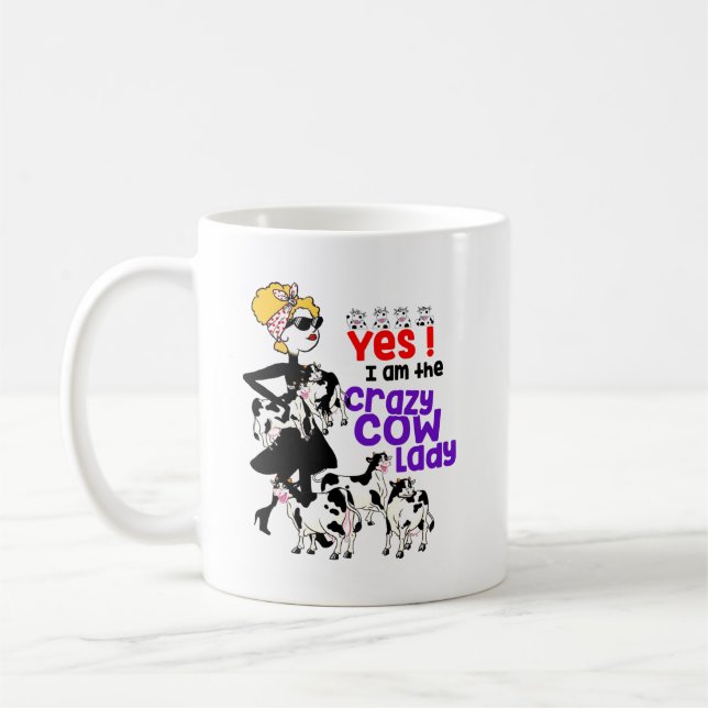 Crazy Cow Dam Coffee Mugg - Funny Farm Animal Kärl (Vänster)
