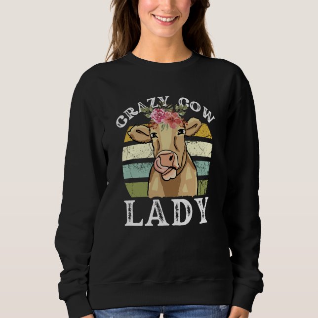 Crazy Cow Lady Women Animal Flowers Mother's Day   T Shirt (Framsida)