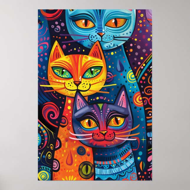 Crazy Cute Cats: Banderoll för Tecknad av Bright D Poster (Framsidan)