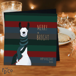 Crazy Cute "Merry + Bright" Llama Julkort