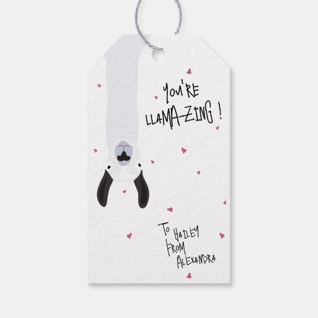 Crazy Cute “You’re Llama-zing” Llama Pun  Presentetikett (Baksidan)