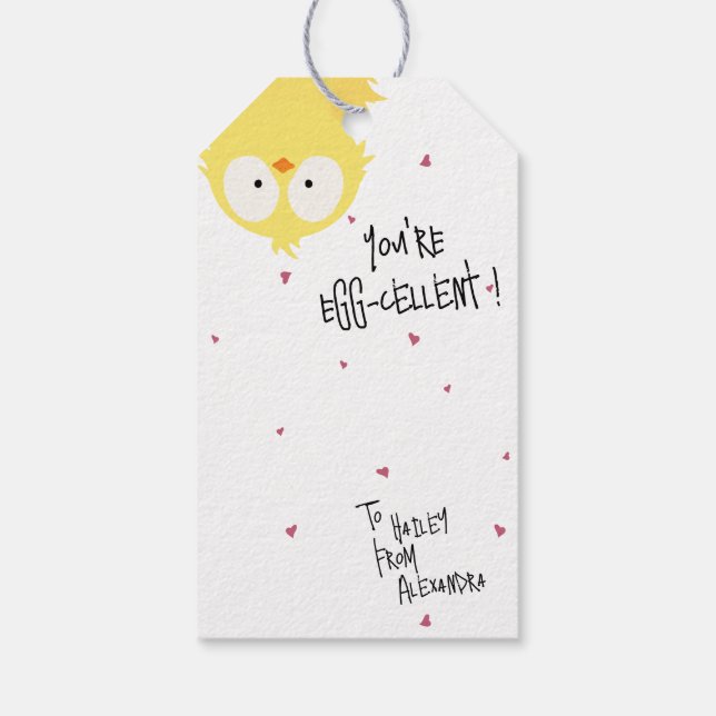 Crazy Cute “You're Egg-cellent!” Chicken Pun  Presentetikett (Baksidan)