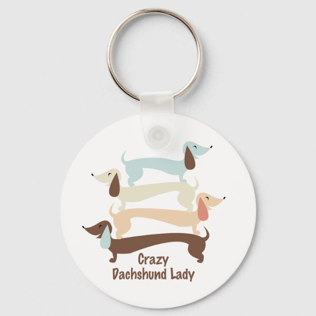 Crazy Dachshund Dam Keychain Nyckelring (Framsida)