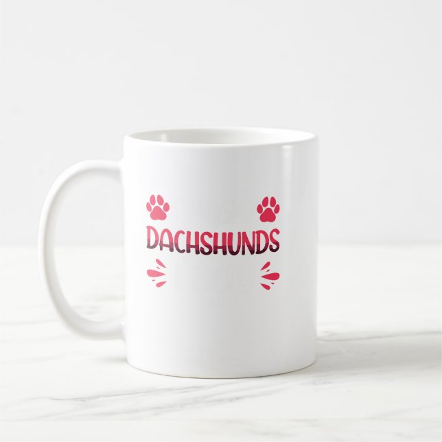 Crazy Dachshunds Dam Funny Wirehred Dachshund. Kaffemugg (Vänster)
