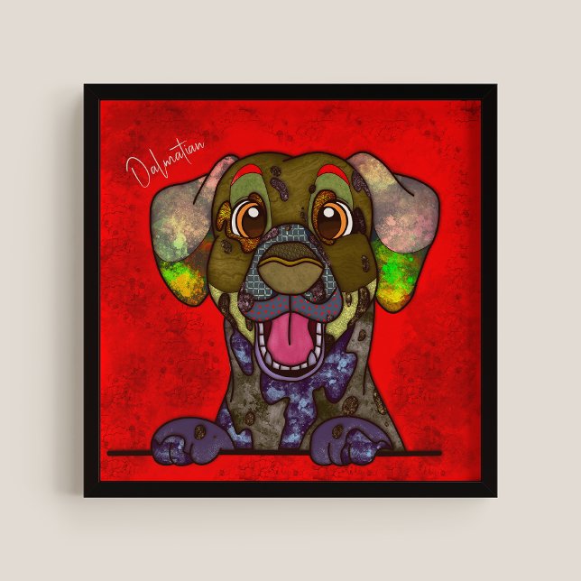 Crazy Dalmatian hund ansikte handmålad Poster (Skapare uppladdad)