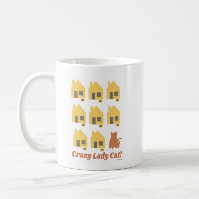 Crazy Dam Cat Roligt Tecknad Pet Multi Home Saming Kaffemugg (Vänster)