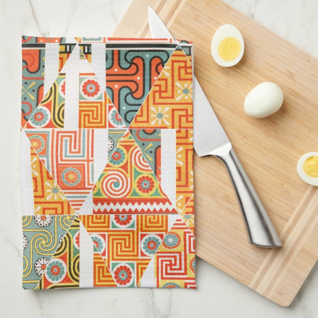 Crazy Diamond Blommigt Art Mönster Orange Kitchen Kökshandduk (Vikt i Fjärdedel)