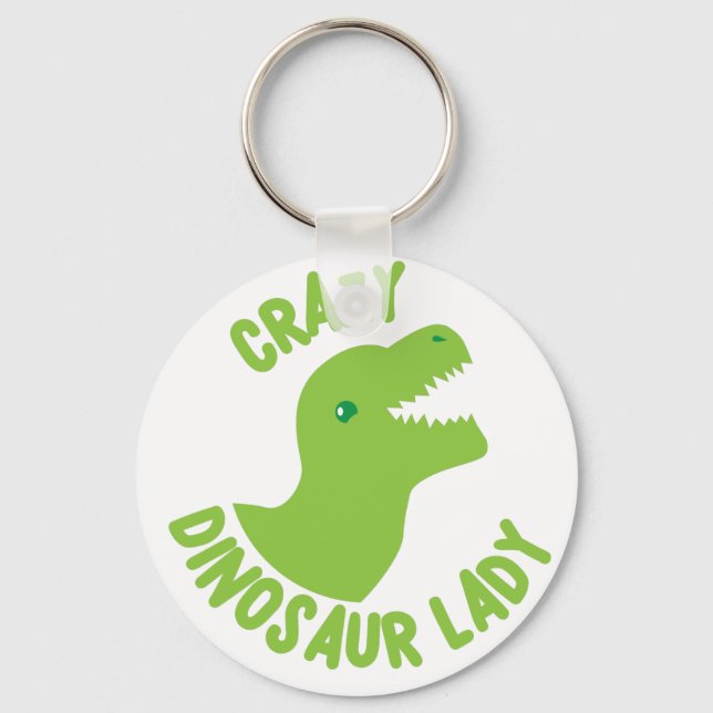 Crazy Dinosaur Dam (i en cirkel) Nyckelring (Framsida)