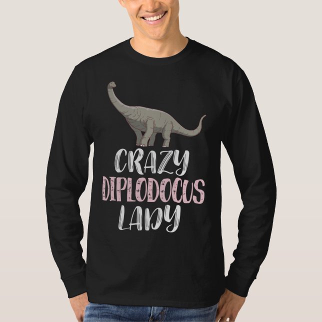Crazy Diplodocus Lady  Dinosaur T Shirt (Framsida)