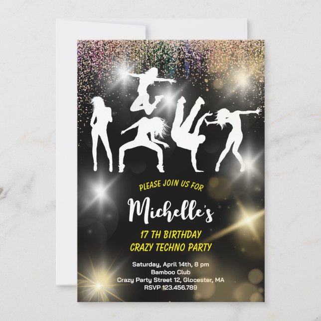 Crazy disco techno psychedelic-födelsedagen inbjudningar (Framsida)