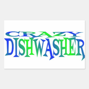 Crazy Dishwasher Rektangulärt Klistermärke