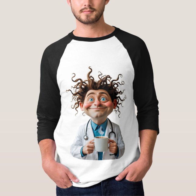 Crazy Doctor Coffee Sweatshirt T Shirt (Framsida)
