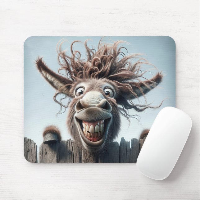 Crazy Donkey på ett staket Musmatta (Med mus)