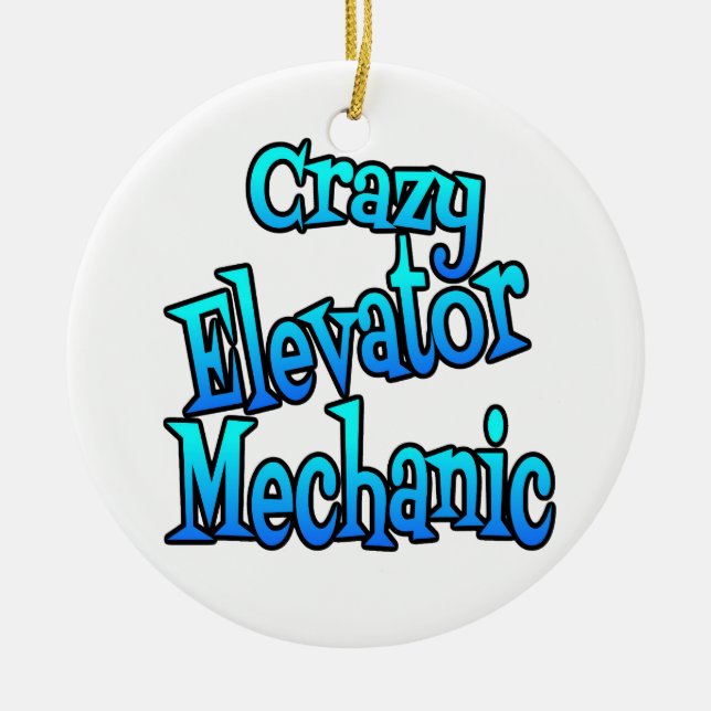 Crazy Elevator Mechanic Julgransprydnad Keramik (Framsidan)