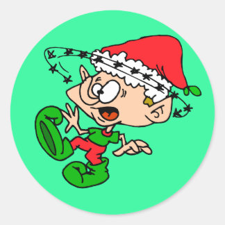 Crazy Elf Helgdag Stickers Runt Klistermärke