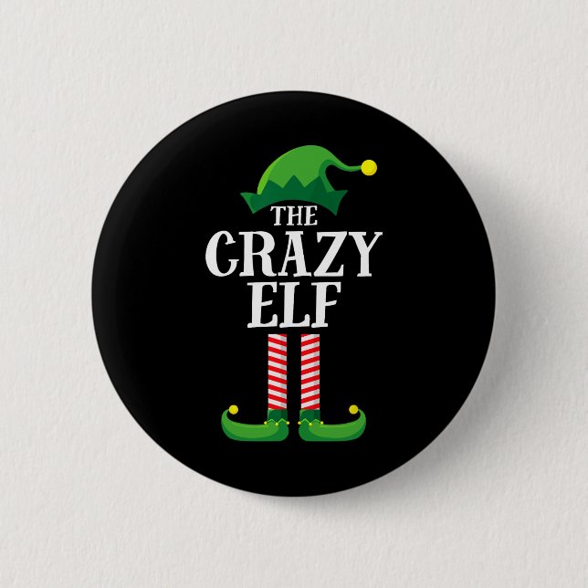 Crazy Elf Matching Family Group jul Party Knapp (Framsida)