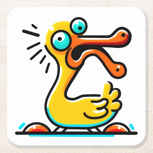 Crazy Ente  Underlägg Papper Kvadrat (Framsidan)