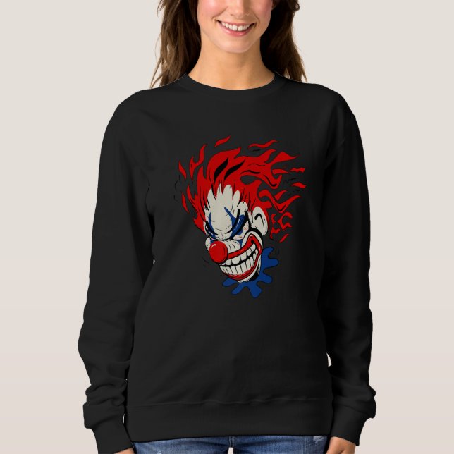 Crazy Evil Clown Halloween T Shirt (Framsida)